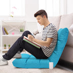 Giantex Adjustable Floor Gaming Sofa Chair 14-Position Cushioned Folding Lazy Recliner High Resilience Sponge, Breathable Cotton & Linen Fabric Sleeper Bed Couch Recliner with Removable Cover