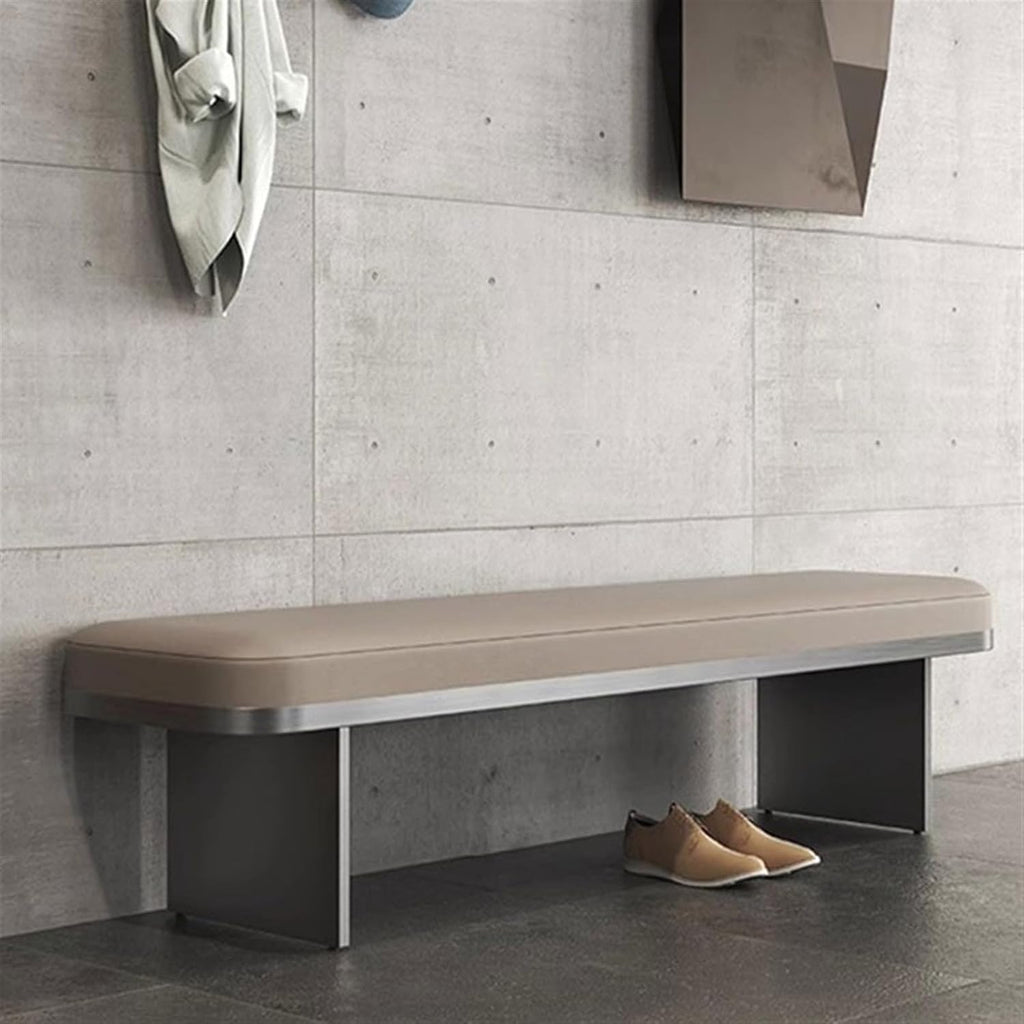 Modern Stainless Steel Footstool Household Sofa Bedside Stool Dining Chair Light Luxury High-Grade Shoeshine Bench Long Entryway(120 * 40 * 40cm)