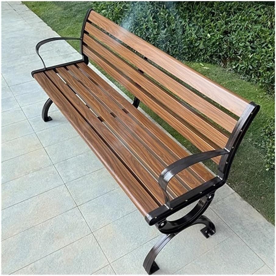 Patio Benches Light Brown Aluminum Park Outdoor BenchOutdoor Leisure Backrest BenchMulti-Model Available(180cm)