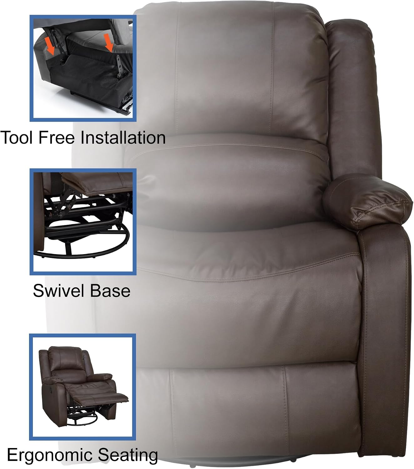 RecPro Charles 30" Swivel Glider RV Recliner, Chestnut, 2-Pack
