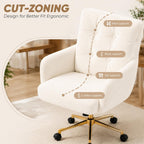 Modern Home Office Chair Velvet Desk Chair Accent Armchair Gold Legs Swivel Task Chair with Wheels Ergonomic Lumber and Back Support, Height Adjustable Flip-up for Living Room, Bedroom, Office,Study