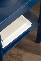 Kate and Laurel Talcott Modern Rectangle Wooden Side Table, 16 x 10 x 25, Navy Blue, Transitional Decorative Two-Tier End Table for Use as a Bedroom Nightstand or Living Room Accent