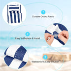 Beach Sling Chair Replacement Canvas, 16x44.5 Inch Folding Lounge Chair Fabric with Pillow for Beach/Sunbathing/Courtyard/Garden [Striped Dark Blue, Only Replacement]