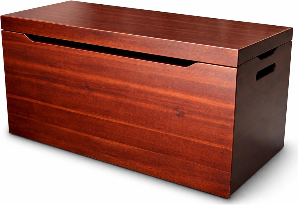 Fully Assembled, Solid Wood Storage Chest with Lid & Handles, Wooden Box, Organizer, Storage, Birthday, Gift, Blankets, Clothes, Keepsakes, Anti-Slam Hinges, 30” Professional Mahogany Finish