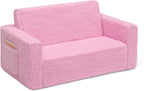Delta Children Cozee Flip-Out Sherpa 2-in-1 Convertible Sofa to Lounger for Kids, Pink