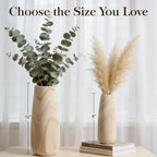Natural Wood Vase for Dried Flowers - 9 Inch Decorative Wooden Vase, Warm Neutral Farmhouse Boho Decor for Living Room Bedroom Table Shelf
