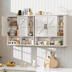 Vabches Bathroom Wall Cabinet, Farmhouse Medicine Cabinet with Double Barn Door and Adjustable Wood Shelf, Over The Toilet Storage Cabinet for Wall Mounted for Bathroom Laundry Room Kitchen (White)
