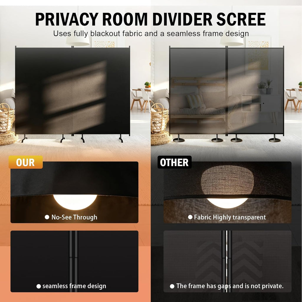 Room Divider Panel, Siebwin 2 Panel Folding Privacy Screens with Wider Feet, 8 Ft Portable Room Partition for Room Separator, Room Divider Screen Partition Room Dividers Freestanding
