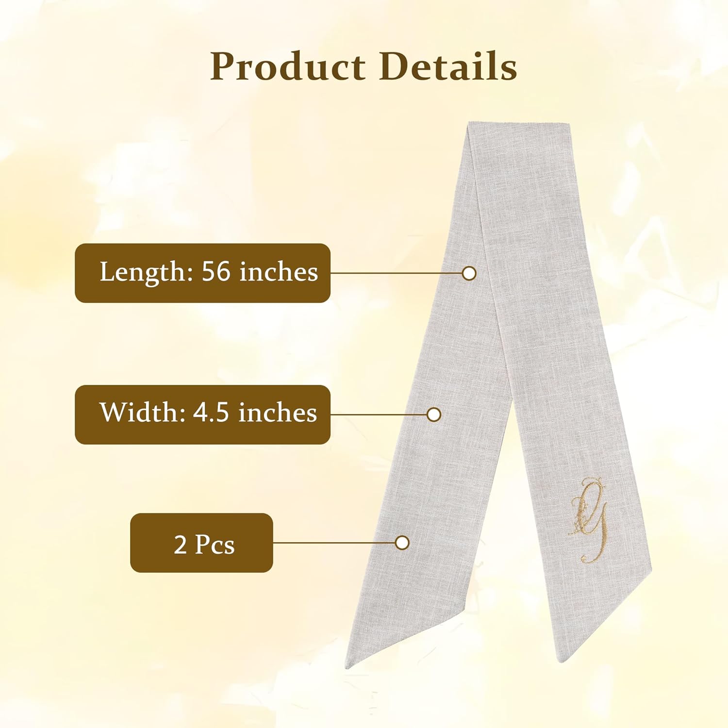 2 Pieces Burlap Wreath Sash for Front Door Embroidery Monogram Sash Wreath for Wedding Party Holiday Ribbon Decorations Yard Outdoor Decoration(Letter G)