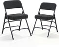 BOOSDEN 2 Pack Padded Folding Chairs with Thick Seat Cushion, Fabric Folding Chair, Portable Upholstered Dining Chairs, Metal Frame Foldable Chair for Indoor & Outdoor Kitchen Office Party, Black