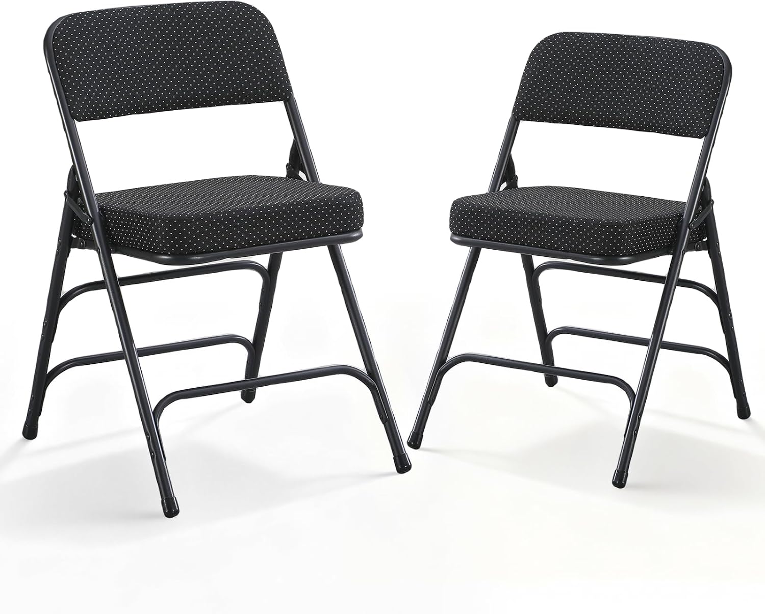 BOOSDEN 2 Pack Padded Folding Chairs with Thick Seat Cushion, Fabric Folding Chair, Portable Upholstered Dining Chairs, Metal Frame Foldable Chair for Indoor & Outdoor Kitchen Office Party, Black