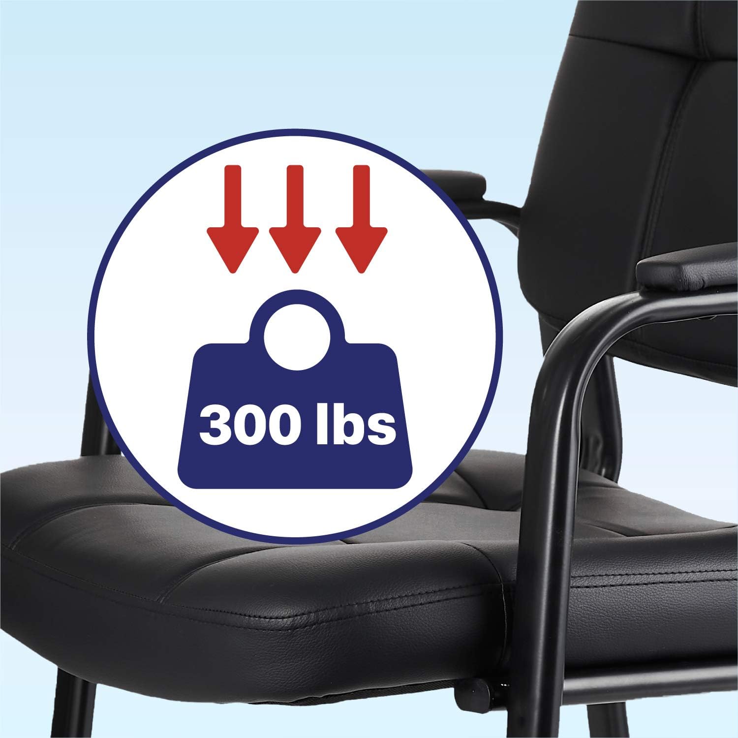 CLATINA Classic Reception Chair with Padded Armrests and Sturdy Steel Frame, Ergonomic Guest Chair for Office Conference Waiting Meeting Room, Black (4 Pack)