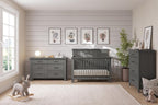 Child Craft Denman Nightstand, 25" W Craftsman Style Nursery Nightstand with Drawer and Open Shelf, Metal Handle, Midnight Gray