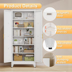 75.2" Tall Metal Kitchen Pantry Storage Cabinet, Freestanding Cupboard with 2 Doors and 5 Adjustable Shelves, Standing Storage for Kitchen, Bathroom, Garage, Dinning Room or Utility Room