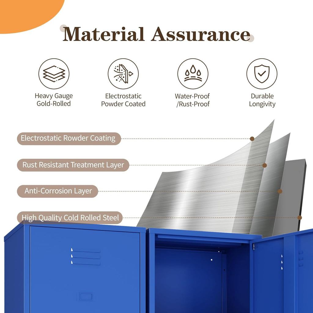 Metal Locker Storage Cabinets 59.06"H Navy Blue Locking File Cabinets Kitchen Food Pantry Cabinet with 2 Doors and Shelves for Dining Room, Living Room,Bathroom Office,Home,Garage, Gym, School
