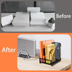 2 compartments metal file racks metal Mesh Desktop Organizer for Desk,Storage Binder Organizer for Office Home School
