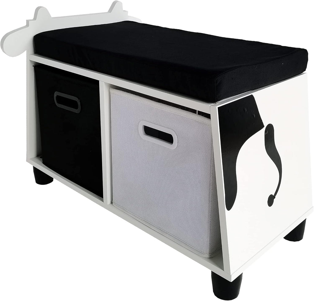 Children’s Cow Toy Storage Bench with Cushion