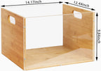 Sbanmao 2 Pack Hanging File Organizer, Clear Acrylic File Box Organizer, Bamboo Filing Box File Crate Storage Boxes, Portable Filing Organizer with Handle for Letter Size
