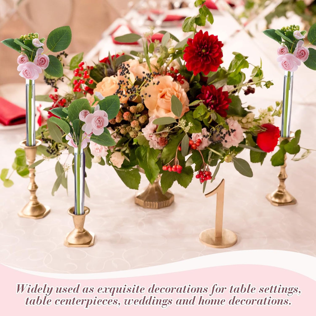 6 Pack 7.9" Glass Bud Vase Taper Candle Holder's Bud Vase for Flower Candlestick Sizes from 22mm to 27mm Adjustable Designed Specially for Taper Candle Holder for Tablescapes, Wedding Decor
