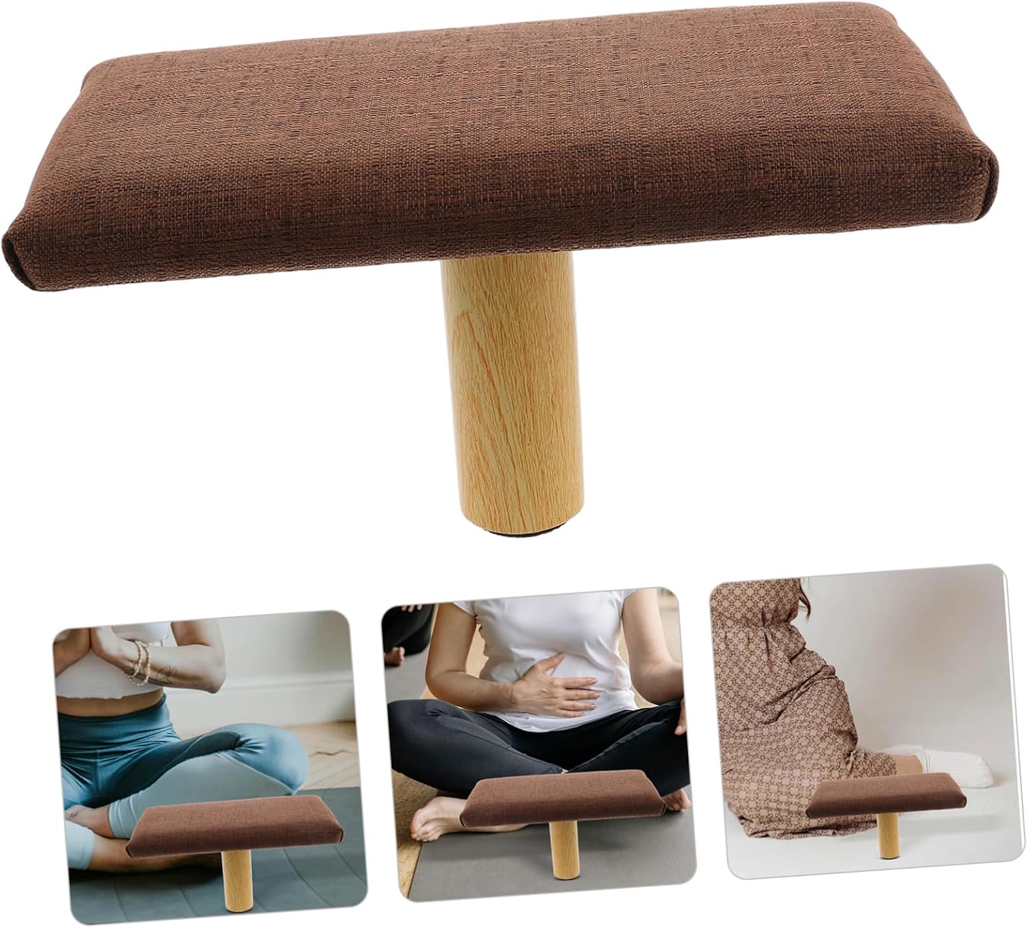 Kichvoe Wooden Stool Chair Zen Stool Small Brown Bench Ergonomic Seiza Bench for Posture Correction Portable Seat Suitable Under 150cm Height Home and Office Use