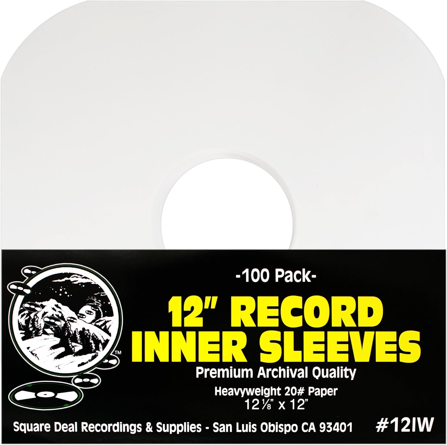 (100) Archival Quality Acid-Free Heavyweight Paper Inner Sleeves for 12" Vinyl Record Albums #12IW