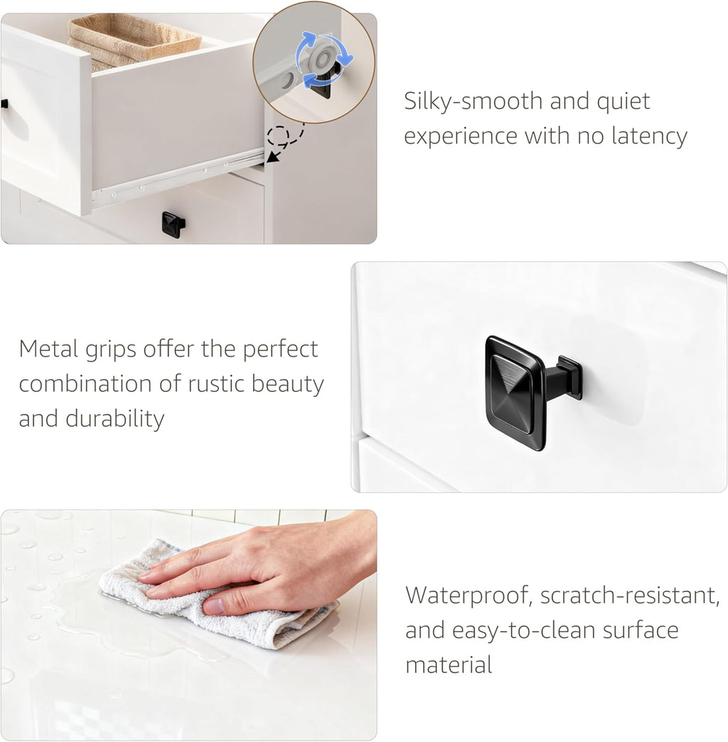 White 8 Drawer Dresser for Bedroom with Power Outlets Wide Chest of Drawers with Smooth Guide Rail Modern Wooden Dressers with Metal Handle Large for Bedroom Living Room Hallway Closet