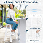 nalone 29 Inch Outdoor Bar Stools Set of 2, HDPE Bar Chairs with Footrest, Weather Resistant Barstools Outside Counter Height Stools for Patio Yard (White, 29'' Barstools Set of 2)