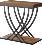 Tribesigns Side Table Set of 2, Narrow 2-Tier End Table for Living Room, Industrial Nightstand with Metal Frame, Small Bedside Tables for Bedroom, Sofa Couch, Small Spaces, Rustic Brown