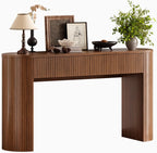 55 Inch Console Table with 2 Drawers, Fluted Entryway Tables with Storage, Sofa Table Behind The Couch, Hallway Tables, Mid-Century Modern Foyer Table for Entryway, Hallway, Living Room, Walnut