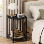 Side Table, End Table Small Round Table Sofa Bedside Table Mini Coffee Accent Table, Farmhouse Wood End Table Stand, Nightstand for Small Spaces, Living Room, Bedroom, Office, Black