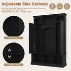 Merax Hall Tree with Bench and Shoe Storage 77.3" Tall with Adjustable Shelves, Modern All-in-One Entryway Bench with 2 Side Cabinets & 7 Hooks, Elegant Arched Design, 55.1"L x 15.7"W (Black)