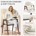 MALOL Wooden Dining Chairs Set of 4, Modern Fabric Upholstered Dining Room Chair, Kitchen Side Chairs, Farmhouse Dinner Chair with Curved Open Back for Kitchen, Beige