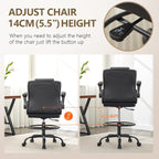 Pu Leather Drafting Chair,Tall Office Chair for Standing Desk with Footring,Counter Height Adjustable High Office Chair with Flip-up Armrests for Home,Drawing