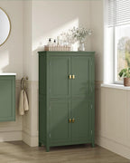 SONGMICS HOME Freestanding Storage Cabinet, Floor Cabinet with Elevated Legs, Metal Handles, for Living Room, Kitchen, Bathroom, Green