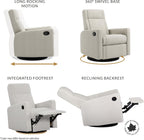 Jaymar Nelly Modern Nursery Glider Recliner Chair – Cozy Nursing Chair with 360° Swivel for New Parents, Gentle Motion, Compact Design, Lumbar Support – Made in Canada (Vanilla/Beyond Sheep Fabric)