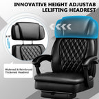Executive High Back Home Office Chair with Foot Rest & Adjustable Headrest for Lower Back Pain Relief, Comfy Ergonomic Computer Desk Chair 400lb, Padded PU Leather Chair, Pocket Spring seat