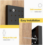 74PCS Pegboard Wall Organizer, 4 Pack Metal Pegboard Panels with 70 Hooks, 32" x 24" or 64" x 12" Black Peg Board for Walls, Garage, Craft Room, Cold-Rolled Steel