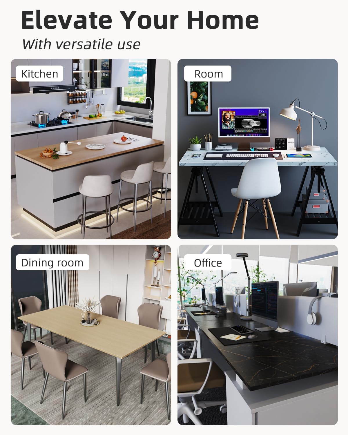 Universal 55 x 20 One-Piece Solid Wood Table Top, 1" Thick Desktop for Stand Up Height Adjustable Desk Frames, Home Office Tabletop, Countertop DIY