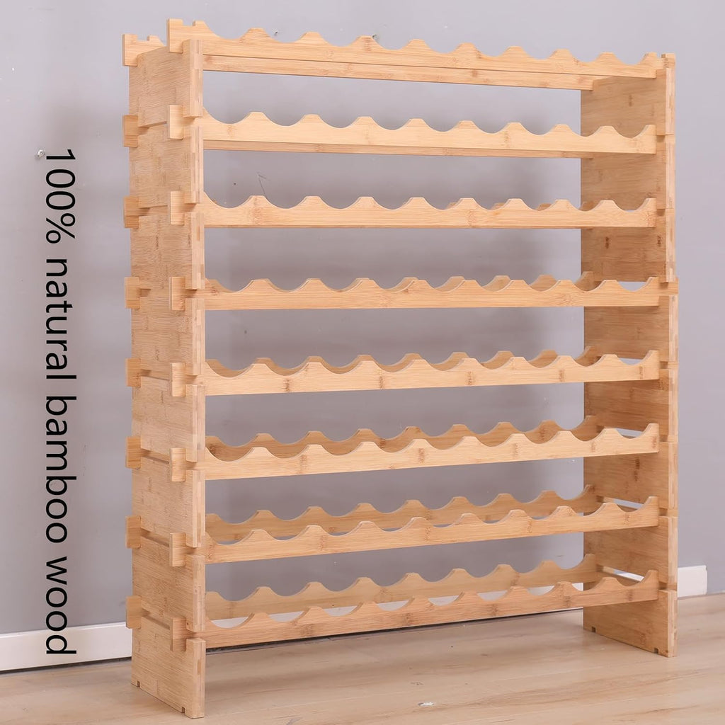 72 Bottle Stackable Storage Modular Wine Rack Cabinet Bamboo freestanding Floor Wine Holder Display Shelves