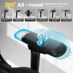 Gaming Chair with footrest,6D armrests for Gamer Chair,360° Perfectly Support Your Elbows and Wrists,Breathable Suede Fabric and 155° Recline with lumb Support(Dark Gray-Blue) (Grey-Blue)