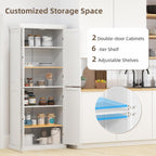LOKO 4 Door Kitchen Pantry Cabinet, Freestanding Storage Cabinet with Adjustable Shelve, 72.5” Tall Buffet Cabinet for Dining Room, Living Room, Laundry, Home Office (White)