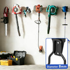Heavy Duty Garden Power Tool Hanger, Garage Storage Utility Hooks with Storage Straps, Electric Tool Hooks, String Trimmer Hangers, Garden Tool Organizer, Weedeater Rack (1, Black)