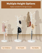 Metal Coat Rack with Natural Marble Base, Coat Rack Stand with 12 Hooks & Umbrella Holder, White Modern Freestanging Coat Racks, Coat Jacket Hanger Tree Stand for Corner Entryway Office