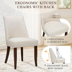 COLAMY Upholstered Dining Chairs Set of 4, Mid Century Modern Kitchen Chairs with Back, Farmhouse Fabric Side Dining Room Chairs with Wood Legs for Dining Room Restaurant, Beige