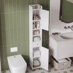 ChooChoo Bathroom Storage Cabinet with Adjustable Shelves, Tall Storage Cabinet with 2 Doors and 1 Drawer, Freestanding Cupboard for Small Spaces, White, 11.8 Inches Wide