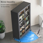 Freestanding Kitchen Pantry with 4 Shelves, Double Door with Gold Door Handle, Rectangular Metal Storage Cabinet, Modern Minimalist, for Living Room, Dining Room, Gray