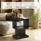 Acrylic End Table with 3 Tiers Storage, Modern Transparent Side Table and Multifunctional Accent Table, Small Nightstand or End Tables for Living Room, Bedroom, Office Decor, Fluorescent Green