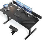 Electric Standing Desk Adjustable - 60 x 30 Inch Sit Stand Desk with Flip-Top Cable Management,Mouse Pad,Clamp Power Strip,Dual-Beam Frame,3 Memory Preset Height Adjustable for Home Office