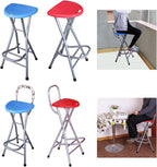 Portable Folding Stool with Footrest Heavy Duty Chair for Camping Fishing Kitchen Compact and Foldable(Blue,37 * 37 * 72CM)