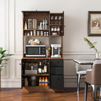 PETSITE Kitchen Buffet Hutch Storage Cabinet, 71" Freestanding Pantry with 3 Cabinets & Drawers, Adjustable Shelves, Microwave Cupboard for Living Room, Dining Room